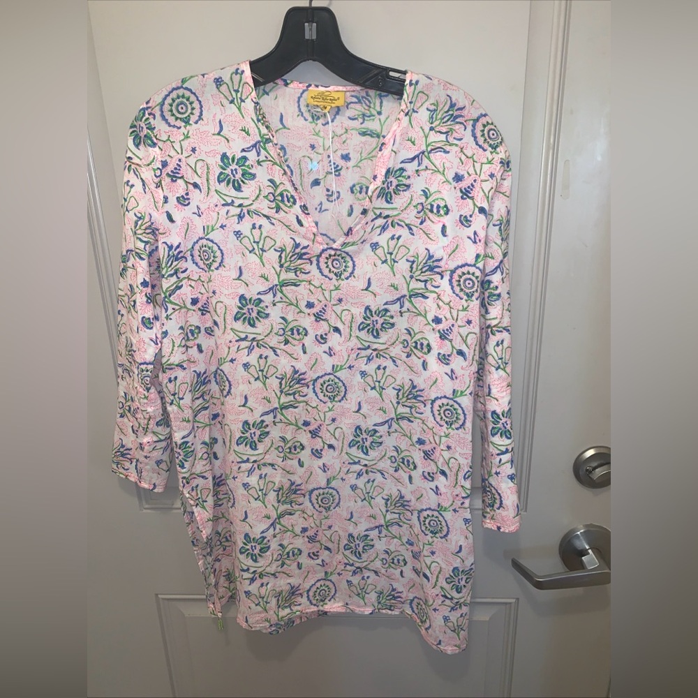 Roberta Roller Rabbit Women’s Floral Multicolor Coverup Size M Beach Cruise